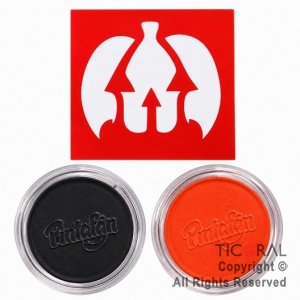 KIT MAQUILLAJE ARTISTICO CALABAZA NEGRO Y NARANJA ( 4 GR) + STENCIL